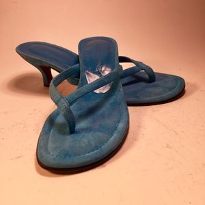 Donald J Pliner Aqua suede kitten heel sandals